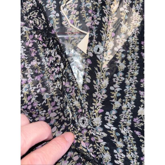 Sundance Quinn Floral Print Drop Waist Ruffle long sleeve Shift Dress Size M NEW - Picture 5 of 15